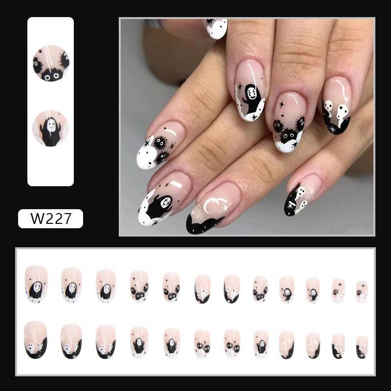 Phantom Fingertips: Hauntingly Chic Nail Art Wearing Press-On Nail Set - Passion Pulse Adult