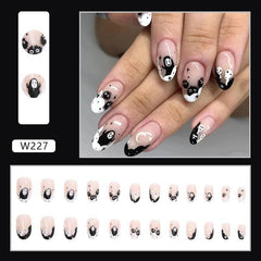 Phantom Fingertips: Hauntingly Chic Nail Art Wearing Press-On Nail Set - Passion Pulse Adult