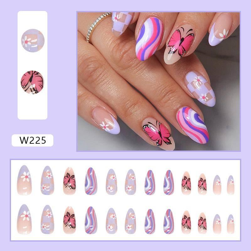 Pink Texture Wearing Nail Butterfly Flowers [Glue Type] - Passion Pulse Adult