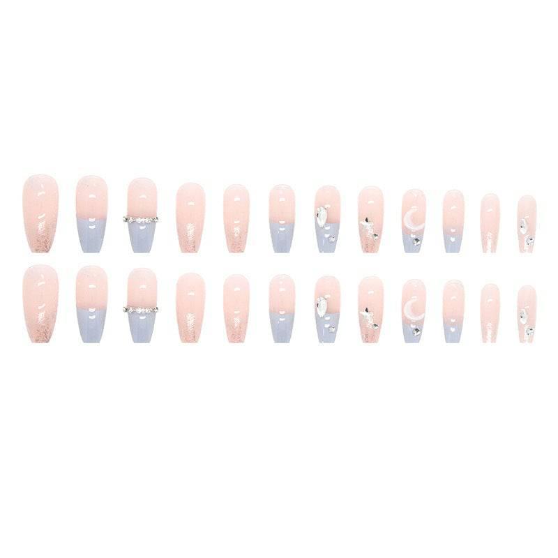 Sea Salt Macaron Color Clear Diamond Wearable Nails - Passion Pulse Adult