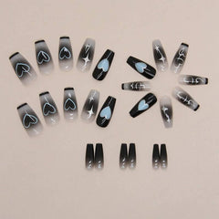 Silver Heart Shaped Star Fake Nails - Passion Pulse Adult