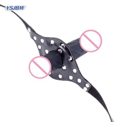 Double-Head Realistic Dildo Plug with Fetish Slave BDSM Bondage | Open Mouth Gags & Oral Restraints | Sex Toy for Couples & Lesbians - Passion Pulse Adult