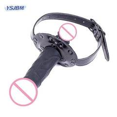 Double-Head Realistic Dildo Plug with Fetish Slave BDSM Bondage | Open Mouth Gags & Oral Restraints | Sex Toy for Couples & Lesbians - Passion Pulse Adult