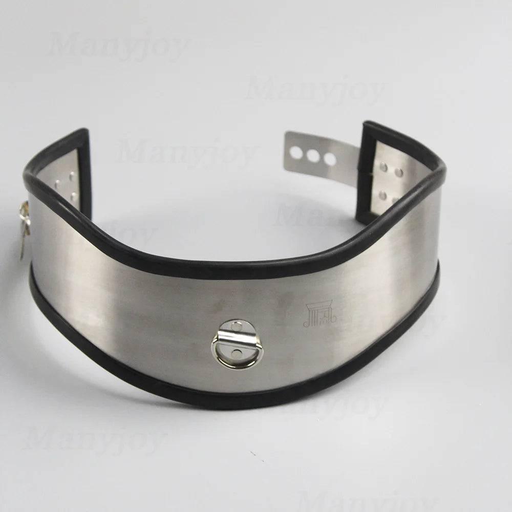 Lockable Stainless Steel Neck Collar | BDSM Bondage Fetish Dog Collar | Secure Neck Harness for Men and Women - Passion Pulse Adult