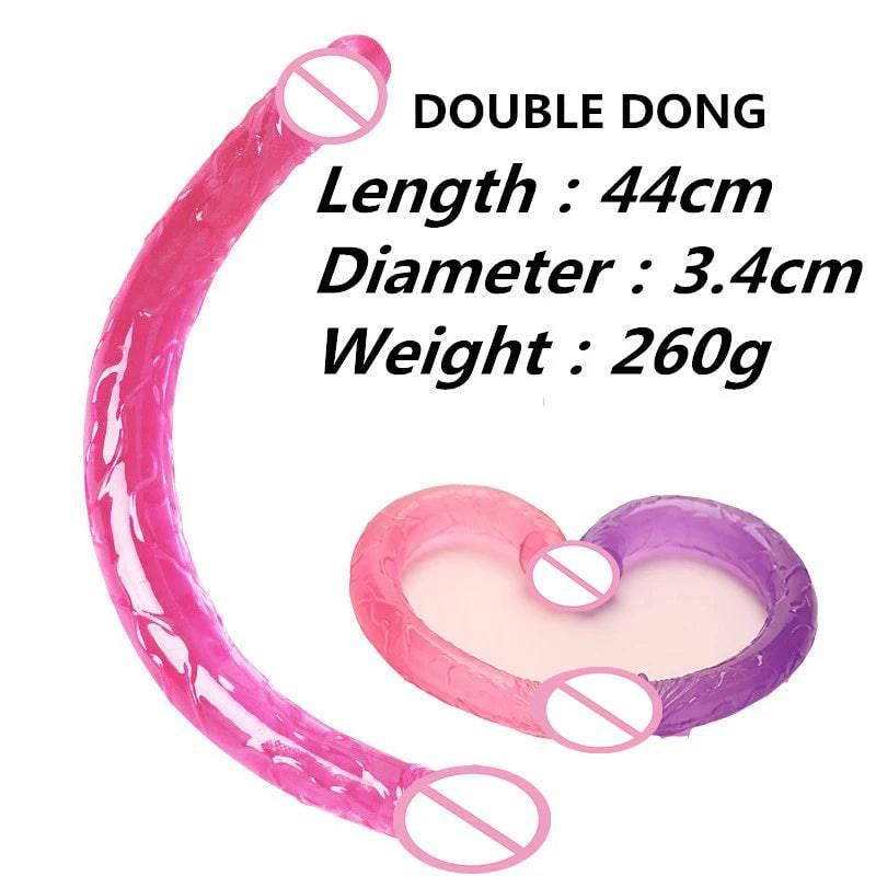 44cm Soft Jelly Dildo Double Long Realistic Cock Lesbian Vaginal Anal Plug Flexible Fake Penis For Women Dildos Sex Toys - Passion Pulse Adult