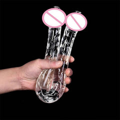 44cm Soft Jelly Dildo Double Long Realistic Cock Lesbian Vaginal Anal Plug Flexible Fake Penis For Women Dildos Sex Toys - Passion Pulse Adult
