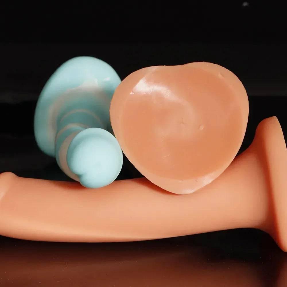 Little Thin Realistic Dildo – Soft Silicone Beginner’s Anal Toy with Heart-Shaped Suction Cup - Passion Pulse Adult