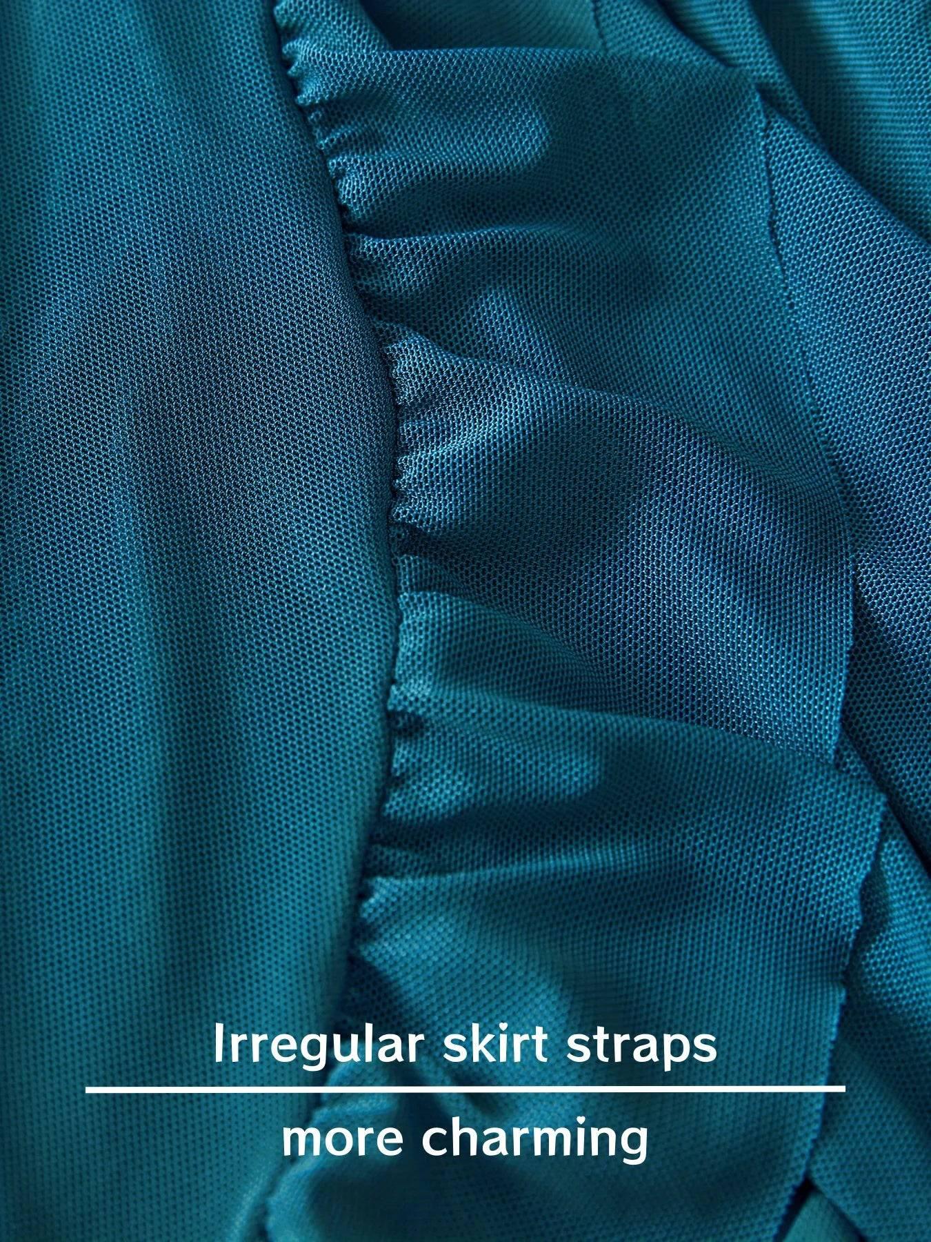 Romantic Lace Ruffle Lingerie Set - Deep V Slip Dress with Matching Thong - Passion Pulse Adult