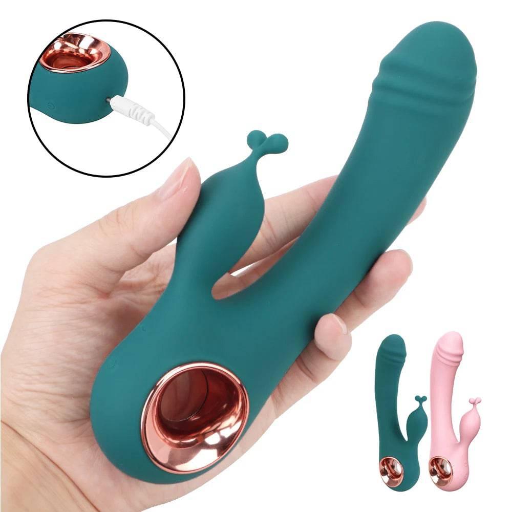 USB Rechargeable Rabbit Dildo Vibrator – 10-Frequency G-Spot & Clitoral Stimulation for Women - Passion Pulse Adult