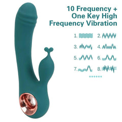 USB Rechargeable Rabbit Dildo Vibrator – 10-Frequency G-Spot & Clitoral Stimulation for Women - Passion Pulse Adult
