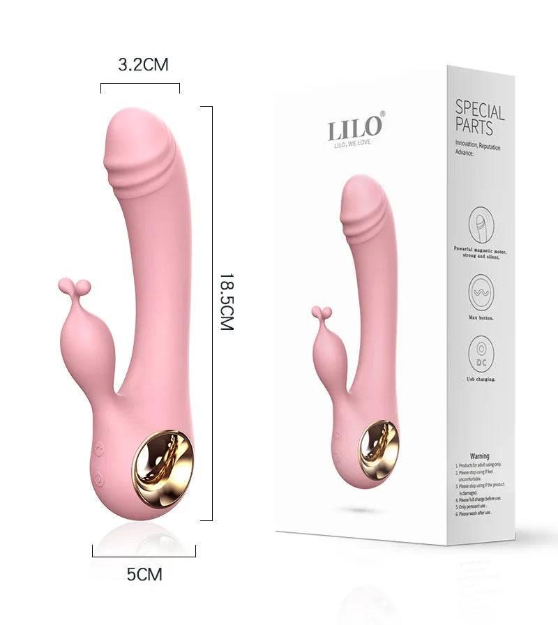 USB Rechargeable Rabbit Dildo Vibrator – 10-Frequency G-Spot & Clitoral Stimulation for Women - Passion Pulse Adult