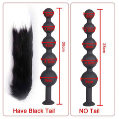 Butt Plug with Tail BDSM Adult Sex Wild Tail Teaser - 9-Ball Silicone Pleasure Toy - Passion Pulse Adult
