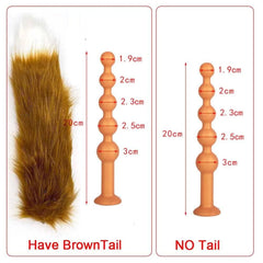 Butt Plug with Tail BDSM Adult Sex Wild Tail Teaser - 9-Ball Silicone Pleasure Toy - Passion Pulse Adult