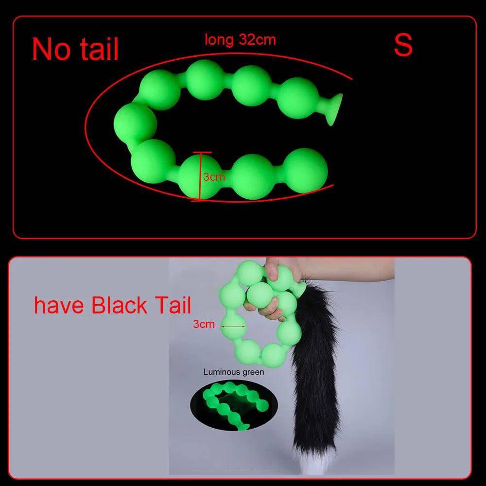 Butt Plug with Tail BDSM Adult Sex Wild Tail Teaser - 9-Ball Silicone Pleasure Toy - Passion Pulse Adult