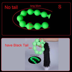 Butt Plug with Tail BDSM Adult Sex Wild Tail Teaser - 9-Ball Silicone Pleasure Toy - Passion Pulse Adult