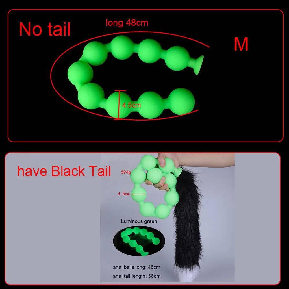 Butt Plug with Tail BDSM Adult Sex Wild Tail Teaser - 9-Ball Silicone Pleasure Toy - Passion Pulse Adult