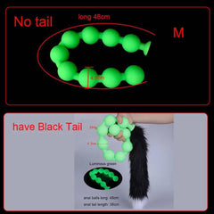 Butt Plug with Tail BDSM Adult Sex Wild Tail Teaser - 9-Ball Silicone Pleasure Toy - Passion Pulse Adult