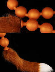 Butt Plug with Tail BDSM Adult Sex Wild Tail Teaser - 9-Ball Silicone Pleasure Toy - Passion Pulse Adult