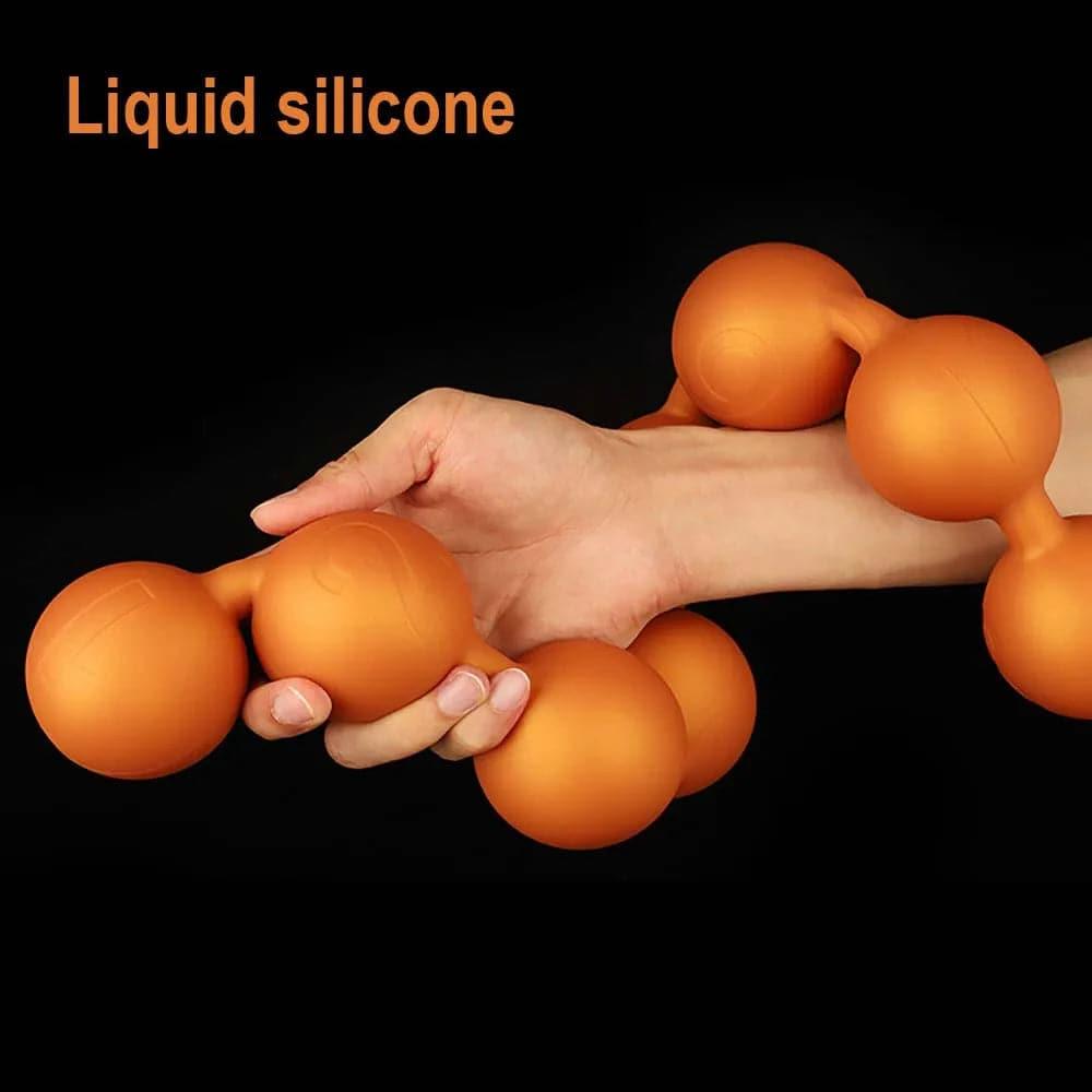 Butt Plug with Tail BDSM Adult Sex Wild Tail Teaser - 9-Ball Silicone Pleasure Toy - Passion Pulse Adult