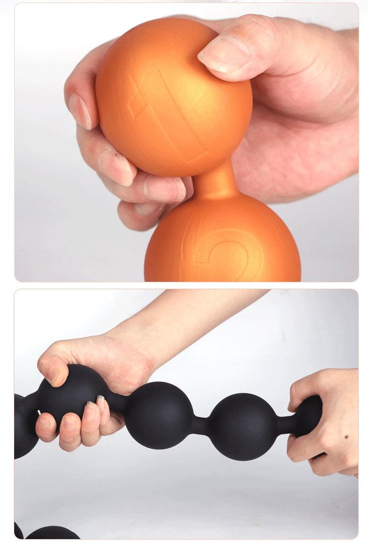 Butt Plug with Tail BDSM Adult Sex Wild Tail Teaser - 9-Ball Silicone Pleasure Toy - Passion Pulse Adult