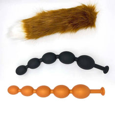 Butt Plug with Tail BDSM Adult Sex Wild Tail Teaser - 9-Ball Silicone Pleasure Toy - Passion Pulse Adult