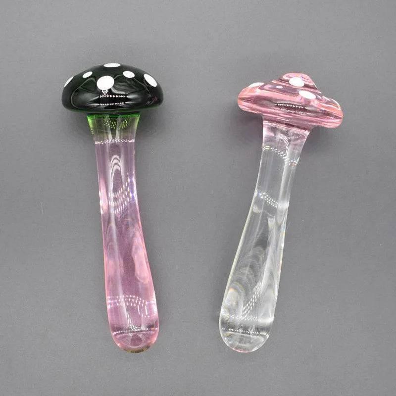 Glass Mushroom Dildo Stick - Elegant Design for Intimate Play - Passion Pulse Adult