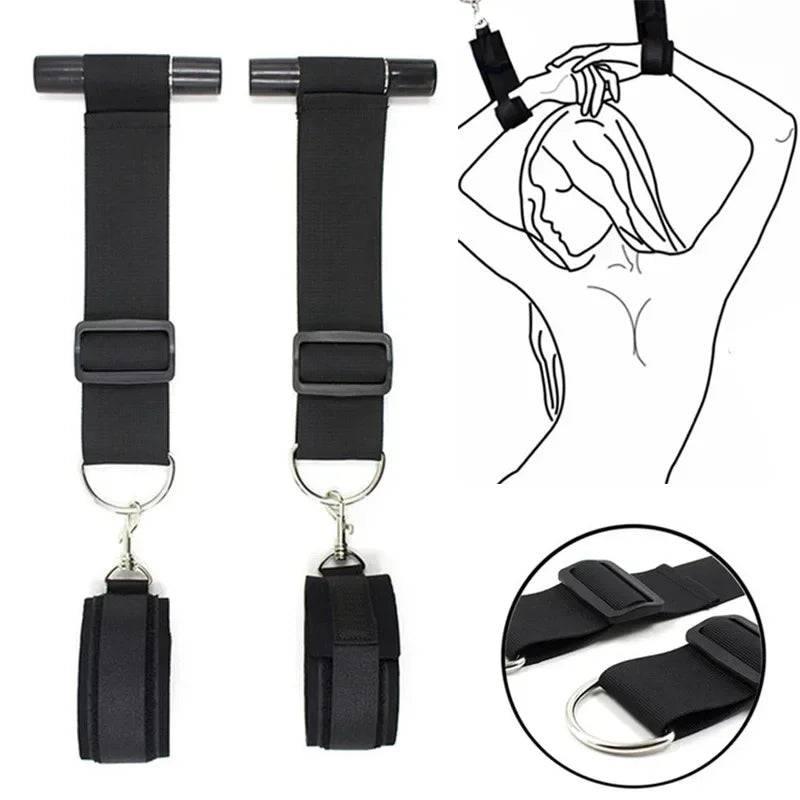 Over-the-Door Bondage Restraints with Adjustable Shackles - BDSM Door Swing for Erotic Roleplay and Fetish Games for Couples - Passion Pulse Adult