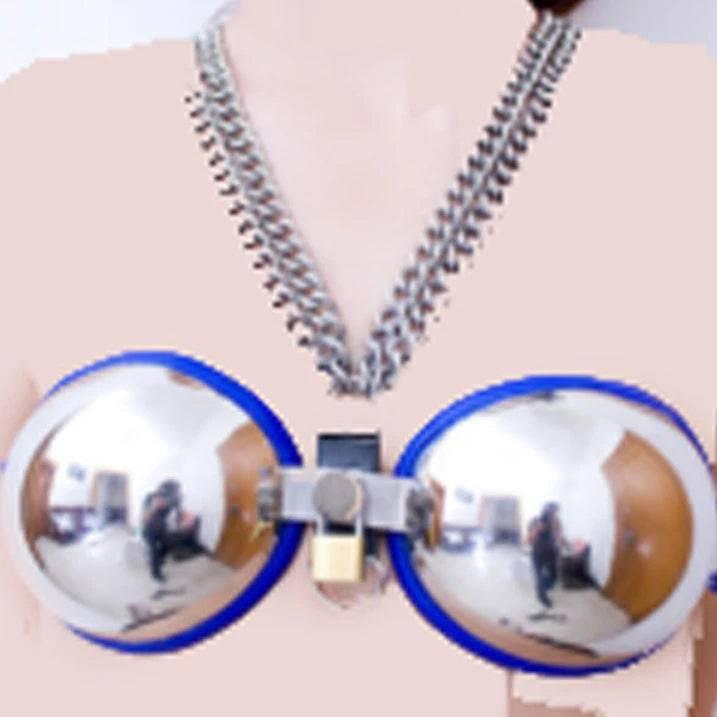 Stainless Steel Bondage Ball Helmet Restraint | Lockable Hood with Handcuffs & Chains | BDSM Slave Hood for Men & Women - Passion Pulse Adult