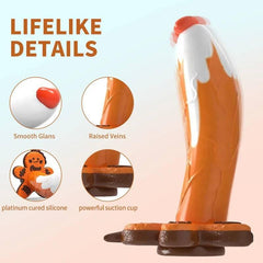 Fantasy Silicone Monster Dildo – Colorful Gingerbread Man & Dragon Design with Suction Cup - Passion Pulse Adult