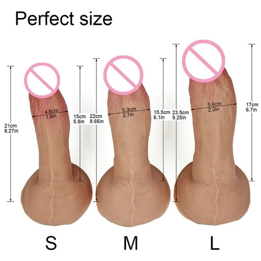 Realistic Soft Silicone Dildo with Suction Cup - Big & Affordable Pleasure - Passion Pulse Adult