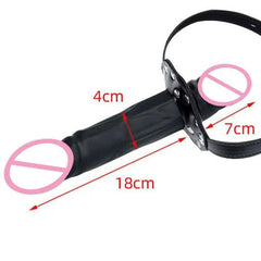 Silicone Dildo Oral Gag with Locking Buckles | Leather Mouth Plug & Penis Gag | Bondage Sex Toys for Couples & Lesbian BD Games - Passion Pulse Adult