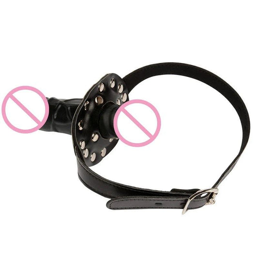 Silicone Dildo Oral Gag with Locking Buckles | Leather Mouth Plug & Penis Gag | Bondage Sex Toys for Couples & Lesbian BD Games - Passion Pulse Adult
