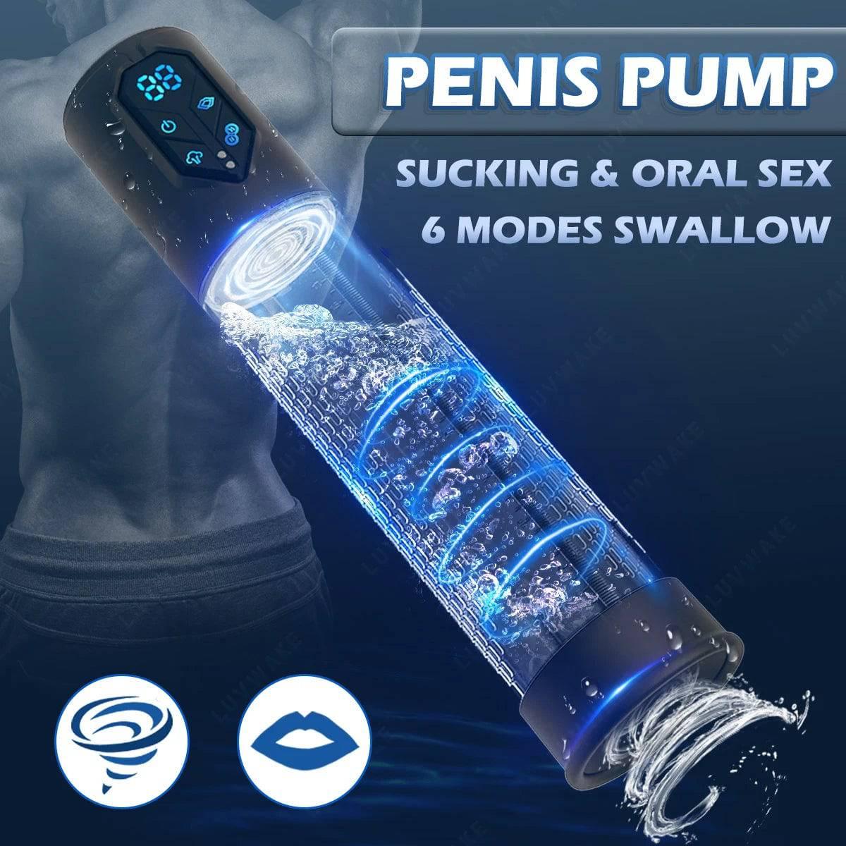 IPX7 Waterproof Electric Penis Pump for Enlargement: Man Vacuum Pump with 4 Suction Levels, 2 Silicone Sleeves - Passion Pulse Adult