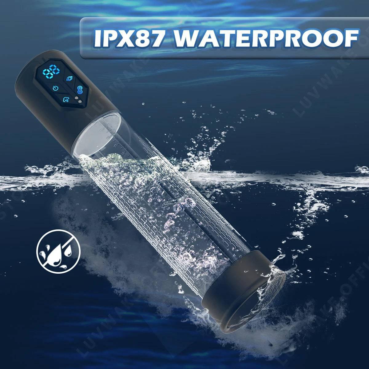 IPX7 Waterproof Electric Penis Pump for Enlargement: Man Vacuum Pump with 4 Suction Levels, 2 Silicone Sleeves - Passion Pulse Adult