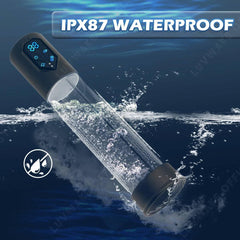 IPX7 Waterproof Electric Penis Pump for Enlargement: Man Vacuum Pump with 4 Suction Levels, 2 Silicone Sleeves - Passion Pulse Adult