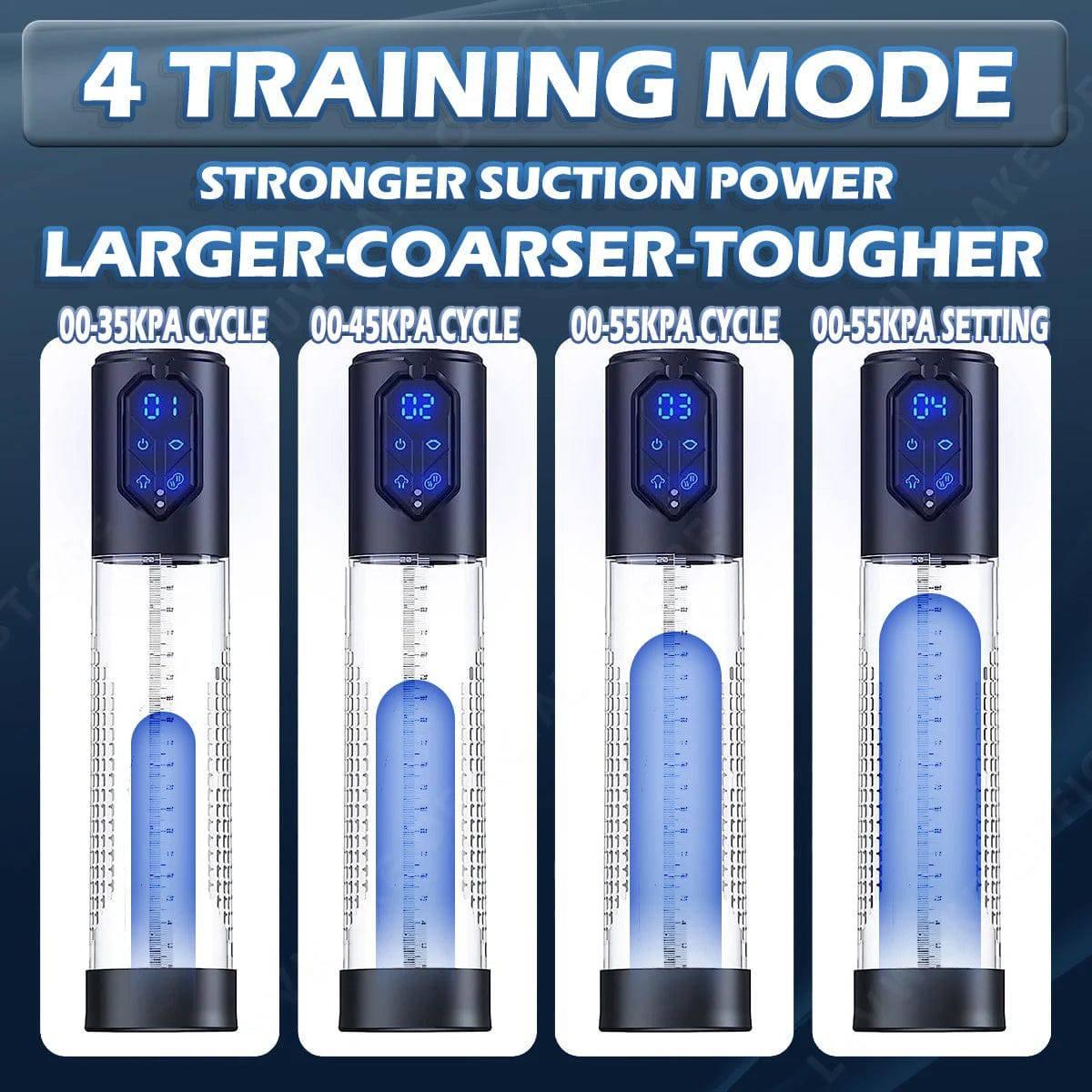 IPX7 Waterproof Electric Penis Pump for Enlargement: Man Vacuum Pump with 4 Suction Levels, 2 Silicone Sleeves - Passion Pulse Adult