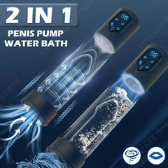 IPX7 Waterproof Electric Penis Pump for Enlargement: Man Vacuum Pump with 4 Suction Levels, 2 Silicone Sleeves - Passion Pulse Adult