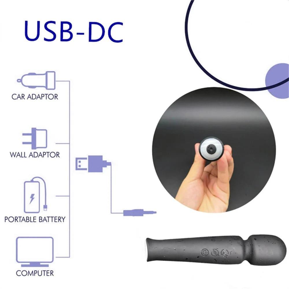 Rechargeable Silicone Wand Massager with 20 Patterns & 8 Speeds - Passion Pulse Adult