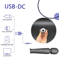 Rechargeable Silicone Wand Massager with 20 Patterns & 8 Speeds - Passion Pulse Adult