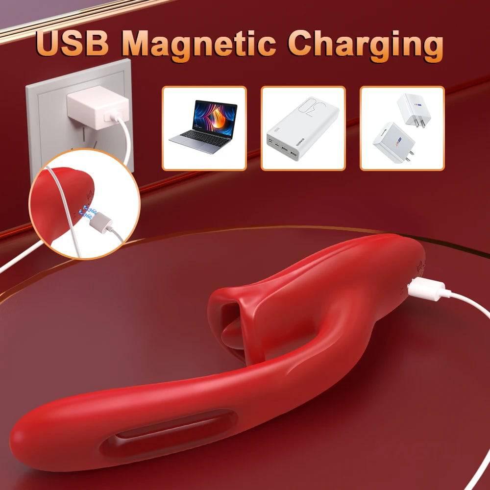 Powerful Tongue Licking Dildo Vibrator – G-Spot & Clitoris Stimulator - Passion Pulse Adult