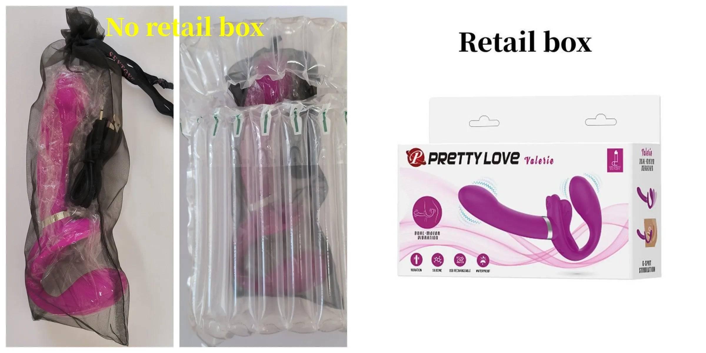Pretty Love 12-Speed Strap-On Vibrator | Double Penetration Dildo for Lesbian Couples & Women - Passion Pulse Adult