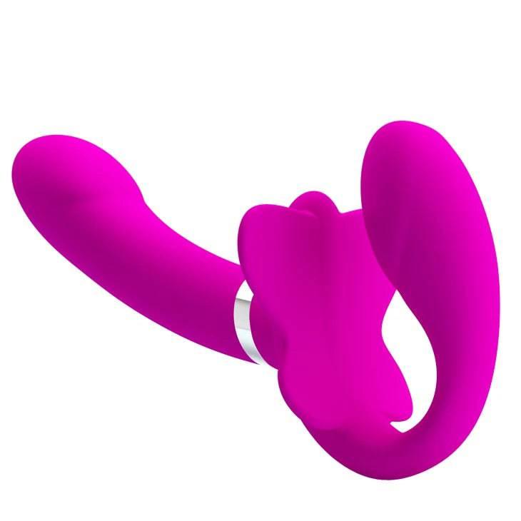 Pretty Love 12-Speed Strap-On Vibrator | Double Penetration Dildo for Lesbian Couples & Women - Passion Pulse Adult