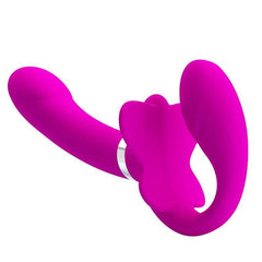Pretty Love 12-Speed Strap-On Vibrator | Double Penetration Dildo for Lesbian Couples & Women - Passion Pulse Adult