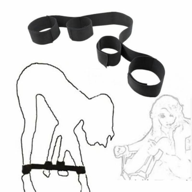 Adjustable Steel Leg Spreader Bar with Ankle and Wrist Cuffs | Neck Collar Bondage Restraint Set for SM Roleplay and Erotic Fantasy - Passion Pulse Adult