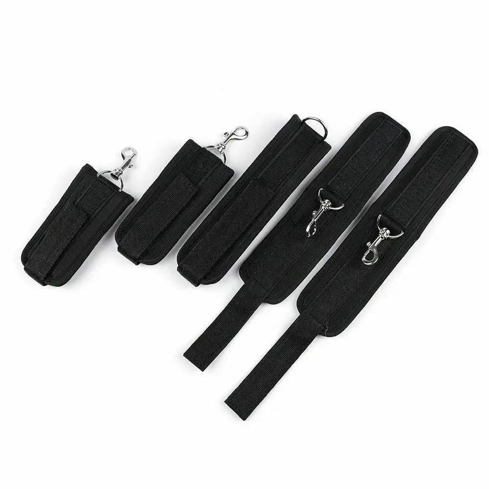 Adjustable Steel Leg Spreader Bar with Ankle and Wrist Cuffs | Neck Collar Bondage Restraint Set for SM Roleplay and Erotic Fantasy - Passion Pulse Adult