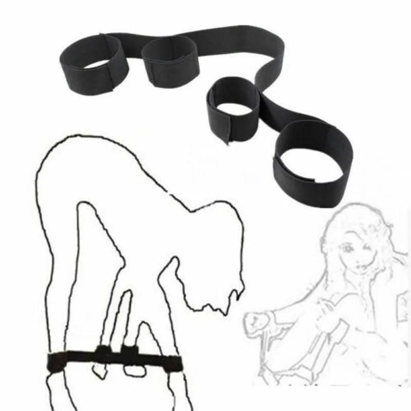 Adjustable Steel Leg Spreader Bar with Ankle and Wrist Cuffs | Neck Collar Bondage Restraint Set for SM Roleplay and Erotic Fantasy - Passion Pulse Adult