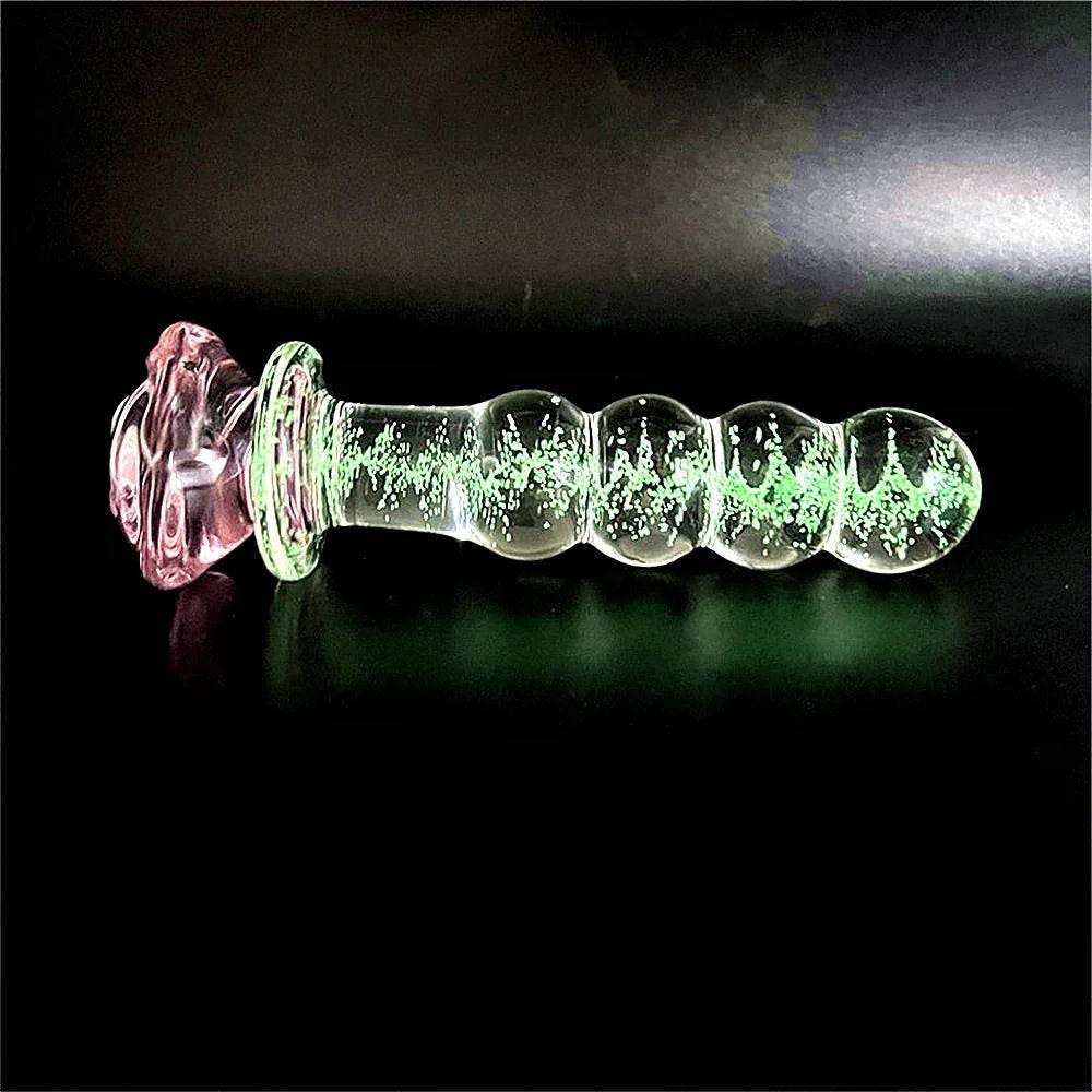 Luminous Pink Rose Glass Anal Plug – Elegant Anal Toy for Women & Men - Passion Pulse Adult