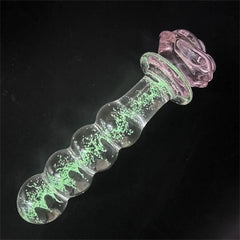 Luminous Pink Rose Glass Anal Plug – Elegant Anal Toy for Women & Men - Passion Pulse Adult