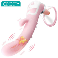 PASSION PULSE ADULT Heating Dildo with Licking & Clitoris Sucker - Passion Pulse Adult