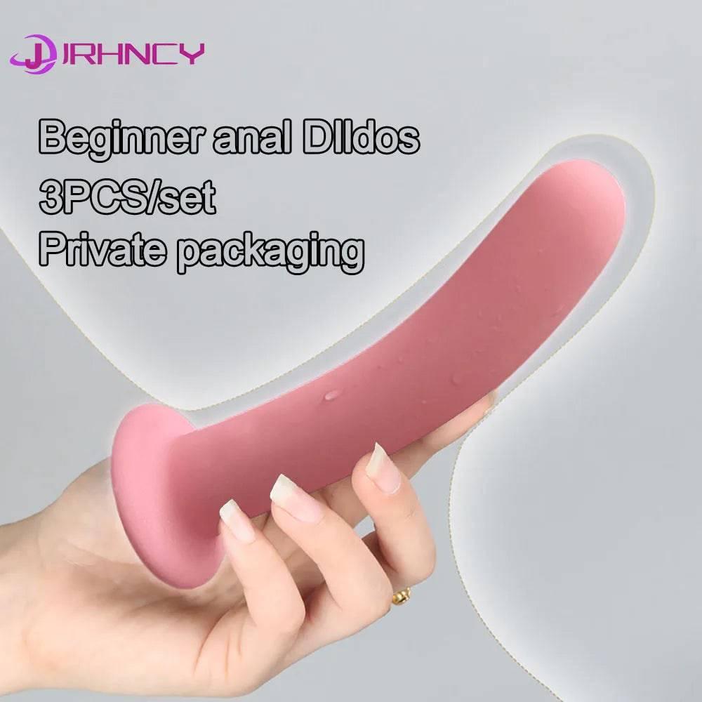 3-Piece Silicone Anal Plug Set – Beginner-Friendly Butt Plugs with Suction Cup for Prostate Massage - Passion Pulse Adult